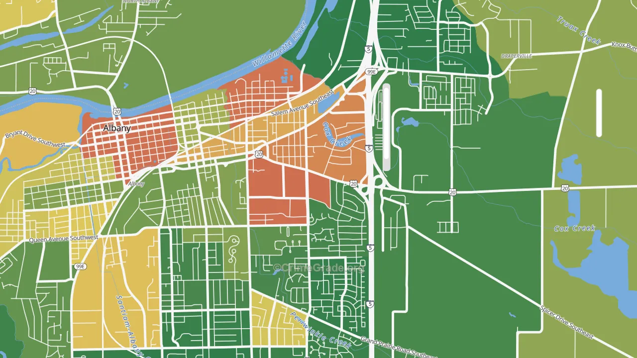 Santiam, Albany, OR Map of Robbery Rates