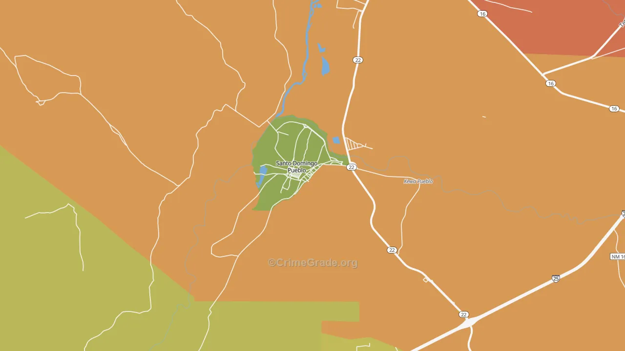 Santo Domingo Pueblo, NM Map of Robbery Rates