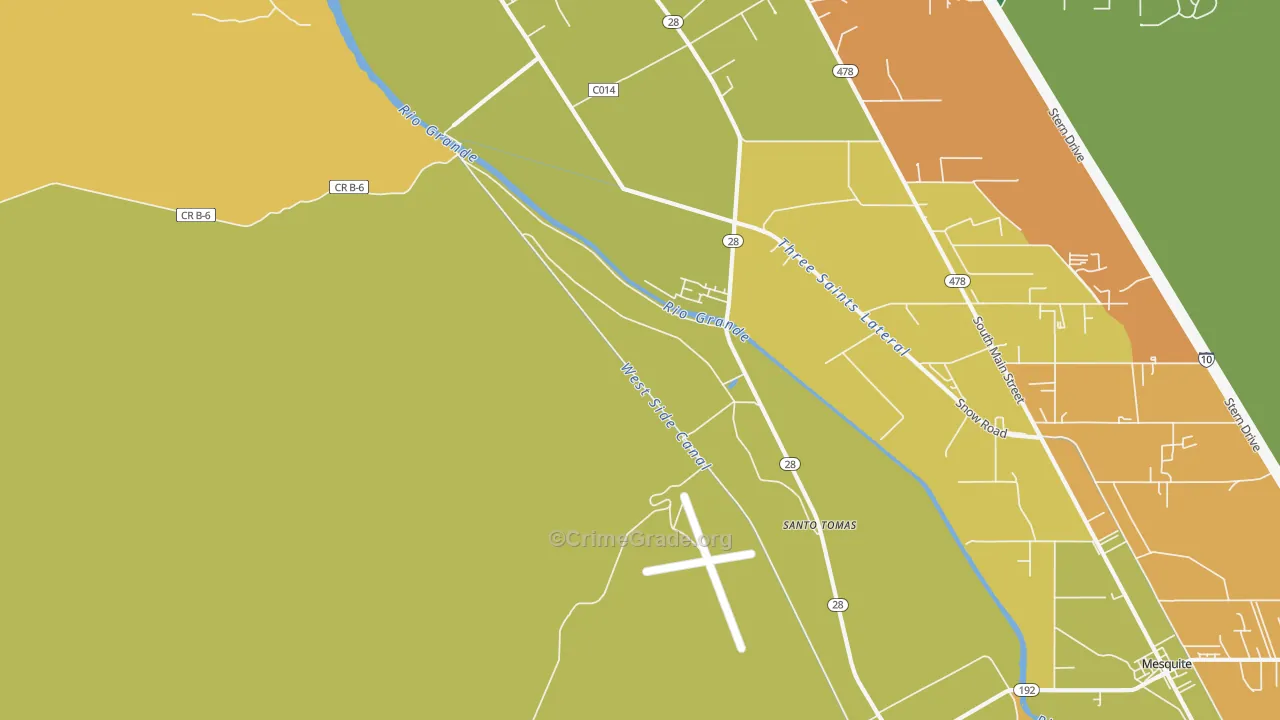Santo Tomas, NM Map of Robbery Rates