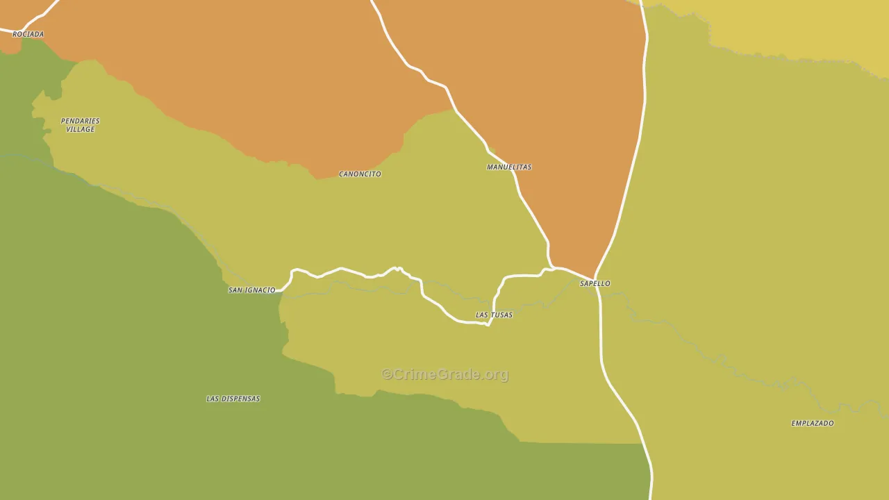 Sapello, NM Map of Robbery Rates