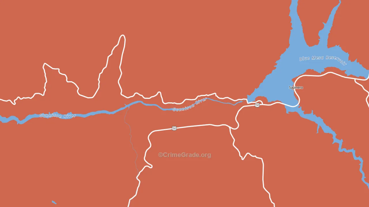 Sapinero, CO Map of Robbery Rates