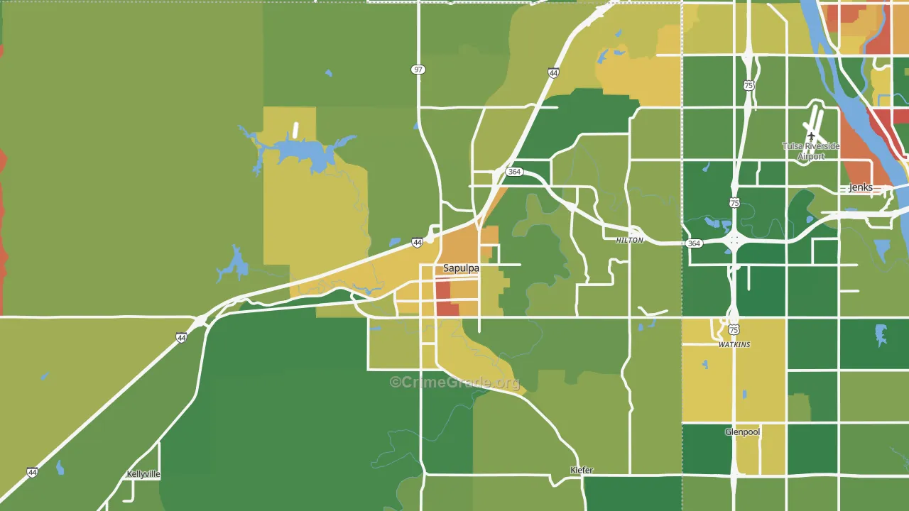 Sapulpa, OK Map of Robbery Rates
