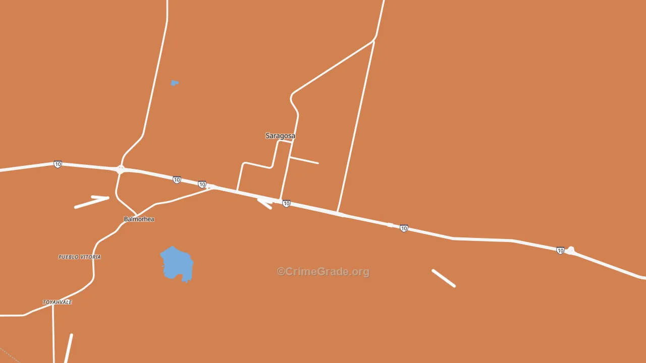 Saragosa, TX Map of Robbery Rates