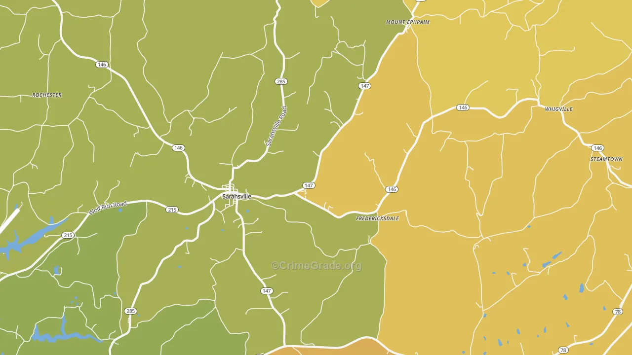 Sarahsville, OH Map of Robbery Rates