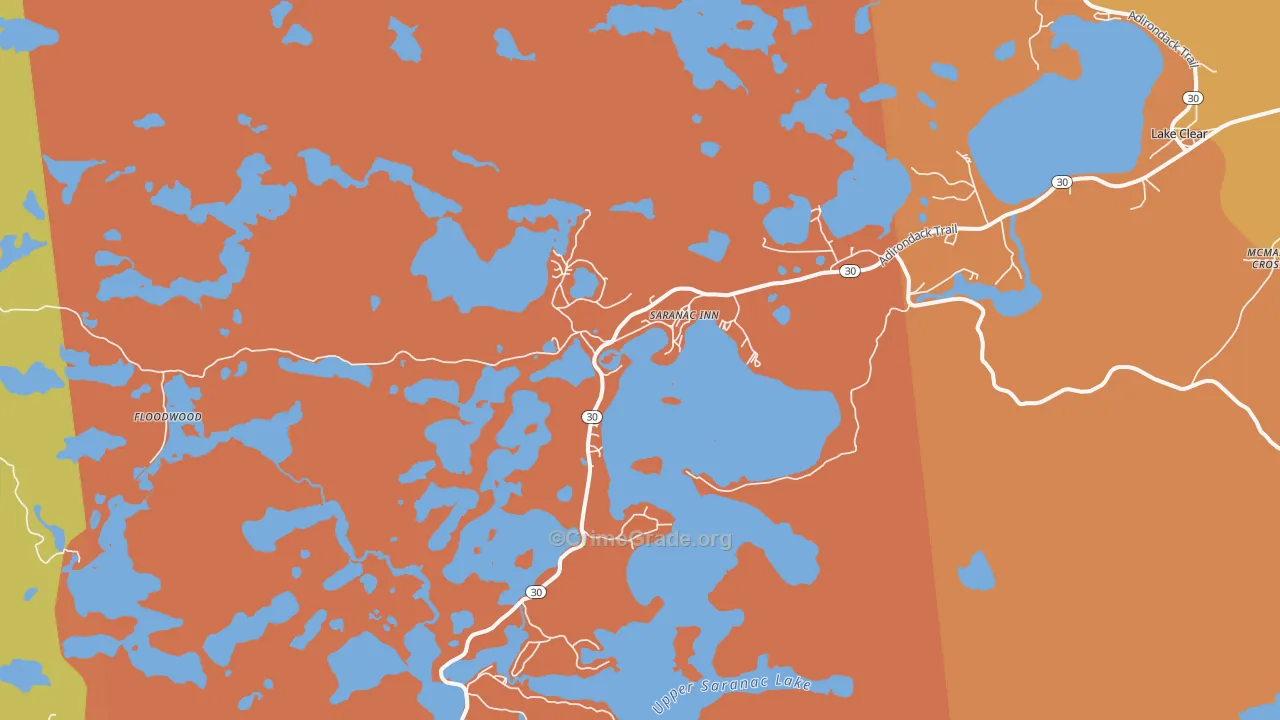 Saranac Inn, NY Map of Robbery Rates