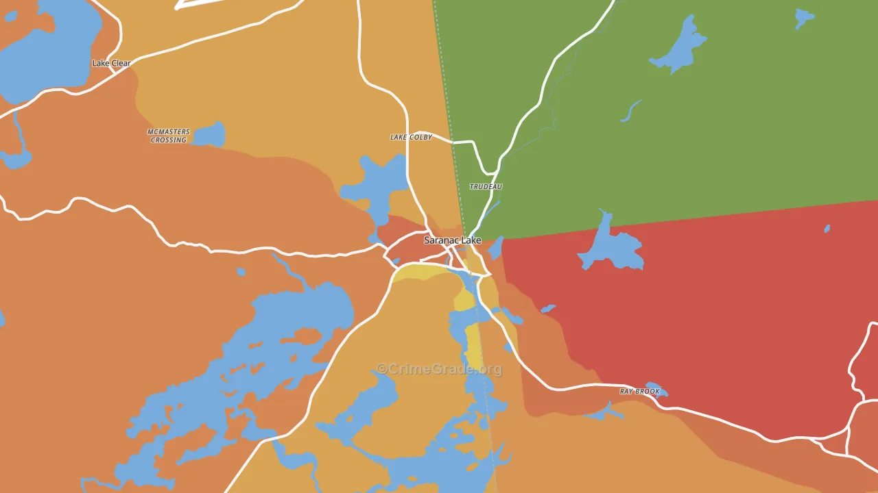 Saranac Lake, NY Map of Robbery Rates
