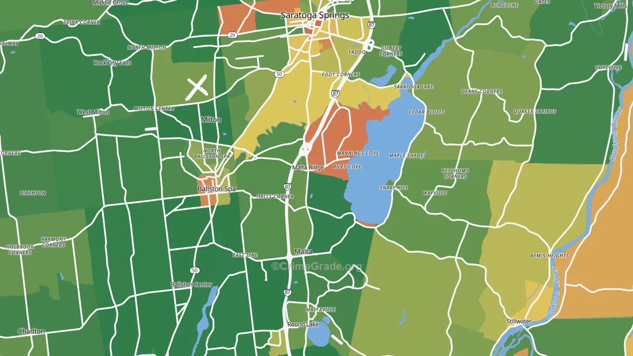 Saratoga County, NY Map of Robbery Rates
