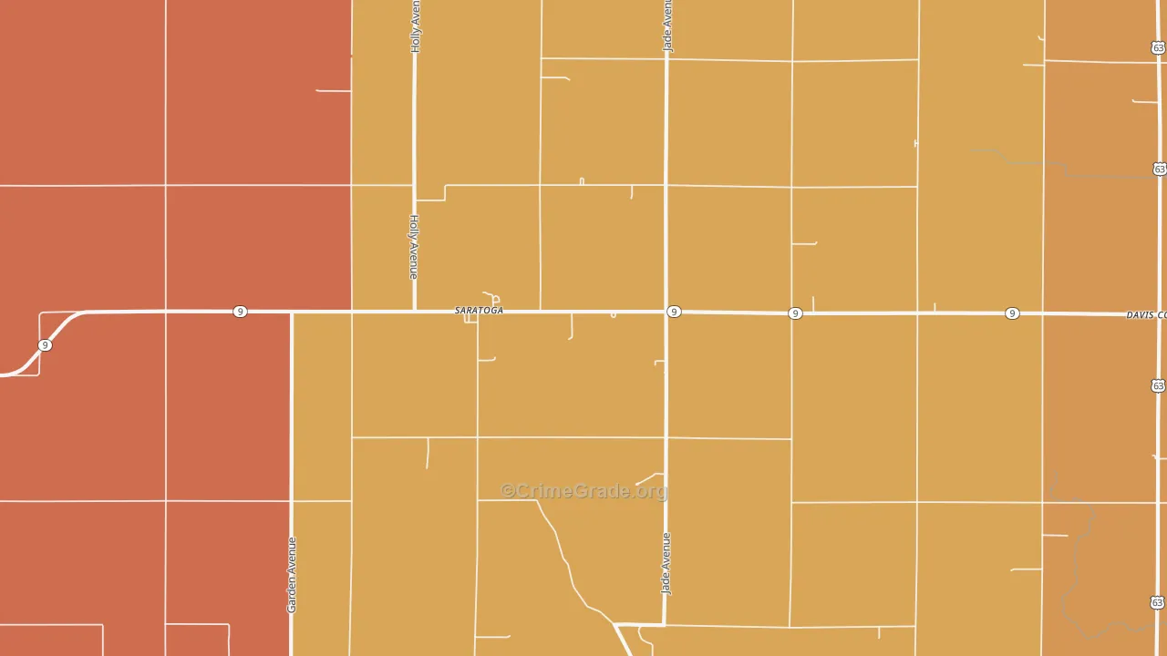 Saratoga, IA Map of Robbery Rates