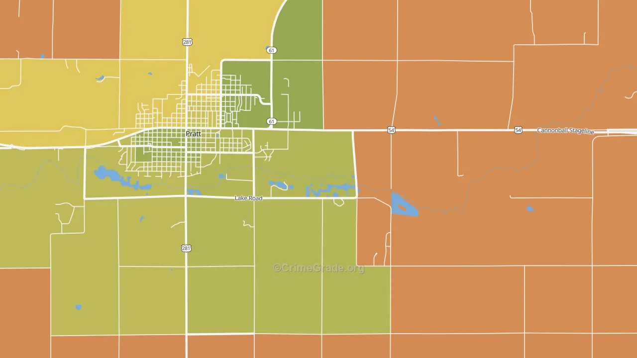 Saratoga, KS Map of Robbery Rates