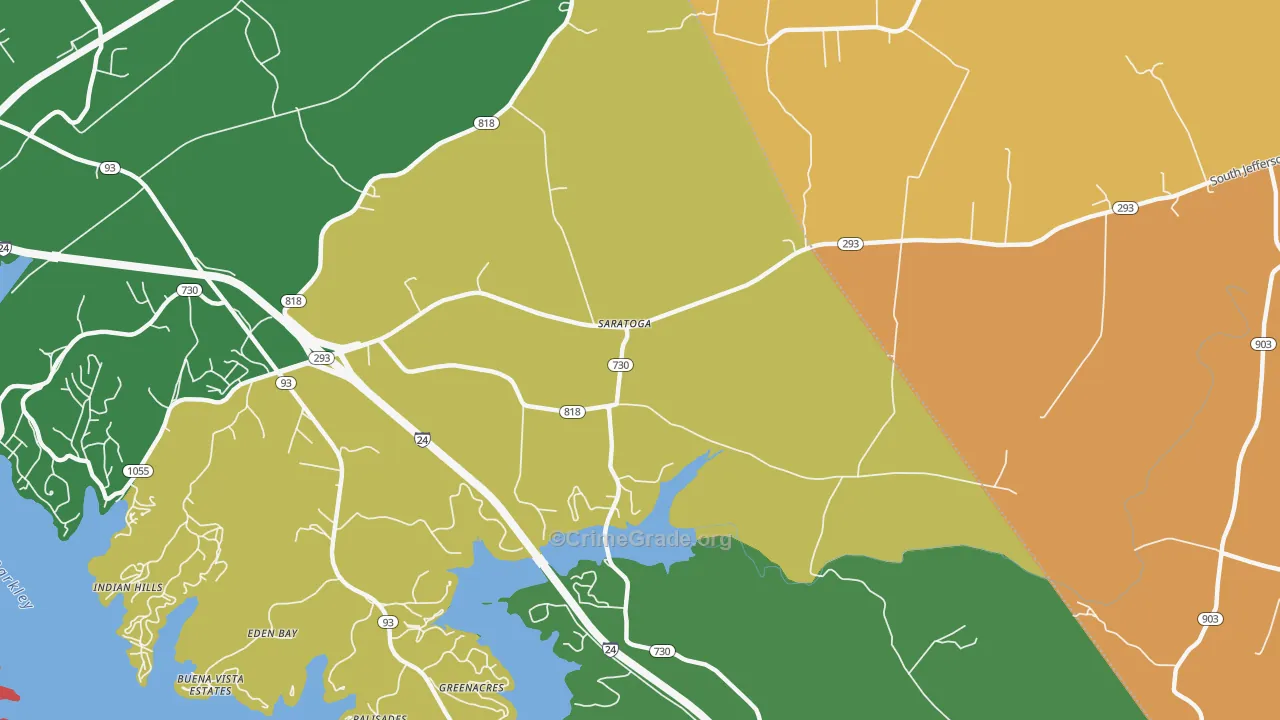Saratoga, KY Map of Robbery Rates