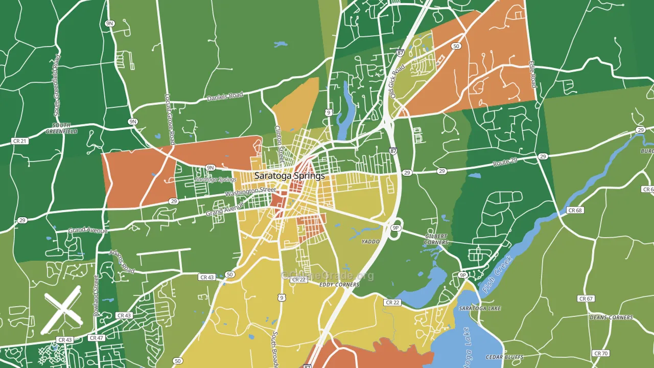 Saratoga Springs, NY Map of Robbery Rates