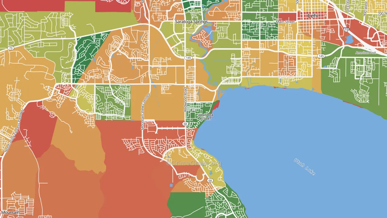 Saratoga Springs, UT Map of Robbery Rates