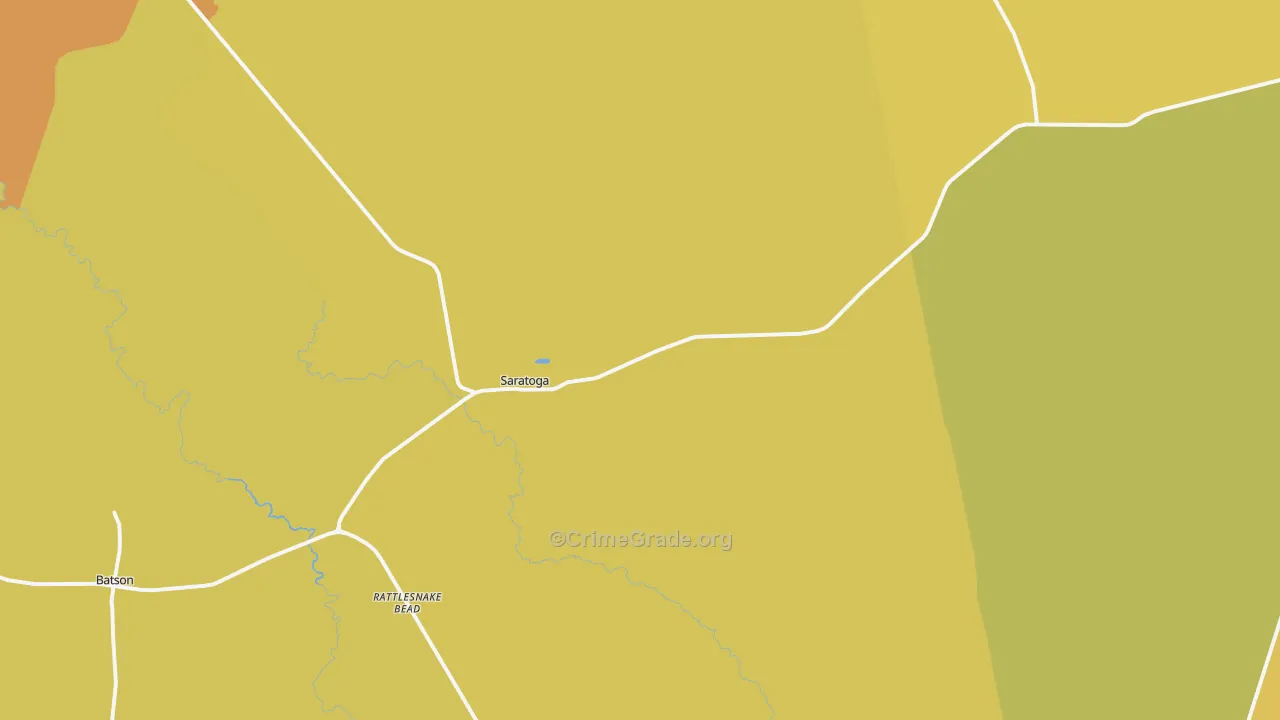 Saratoga, TX Map of Robbery Rates
