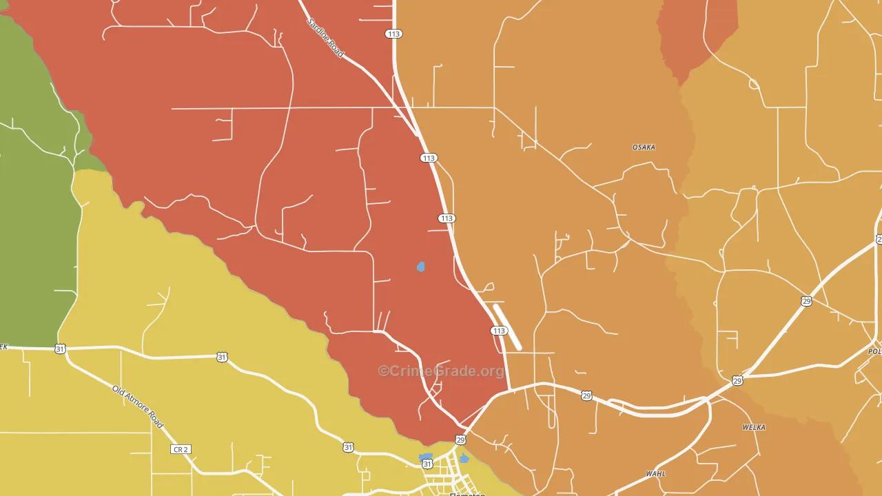 Sardine, AL Map of Robbery Rates