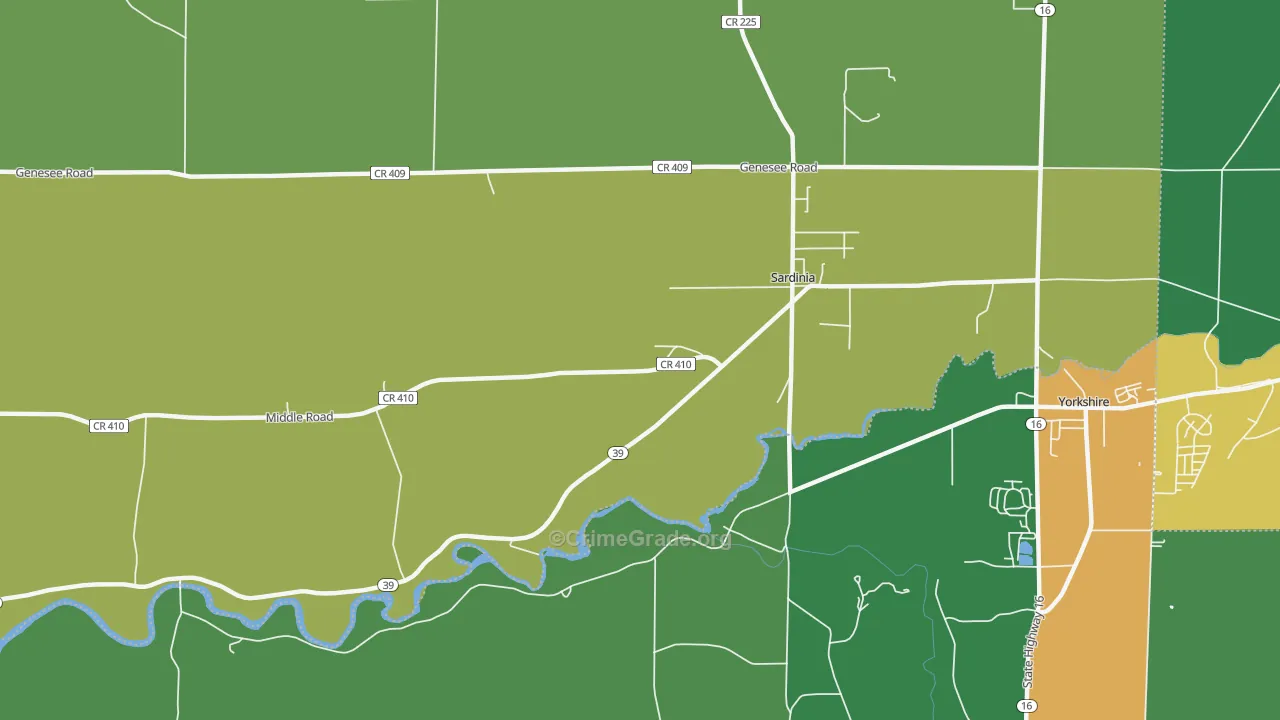 Sardinia, NY Map of Robbery Rates