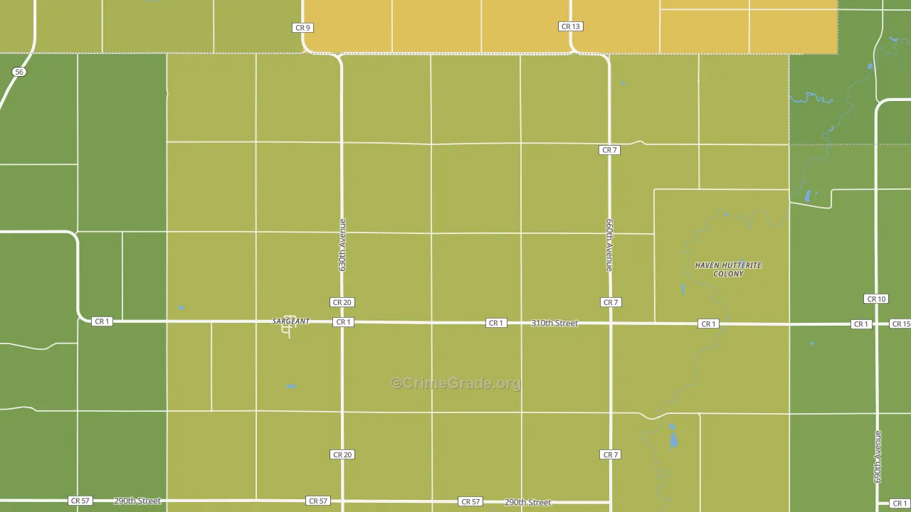Sargeant, MN Map of Robbery Rates