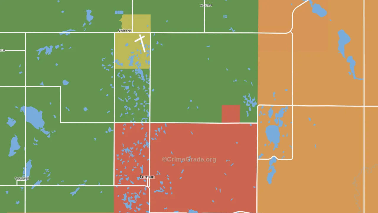 Sargent County, ND Map of Robbery Rates