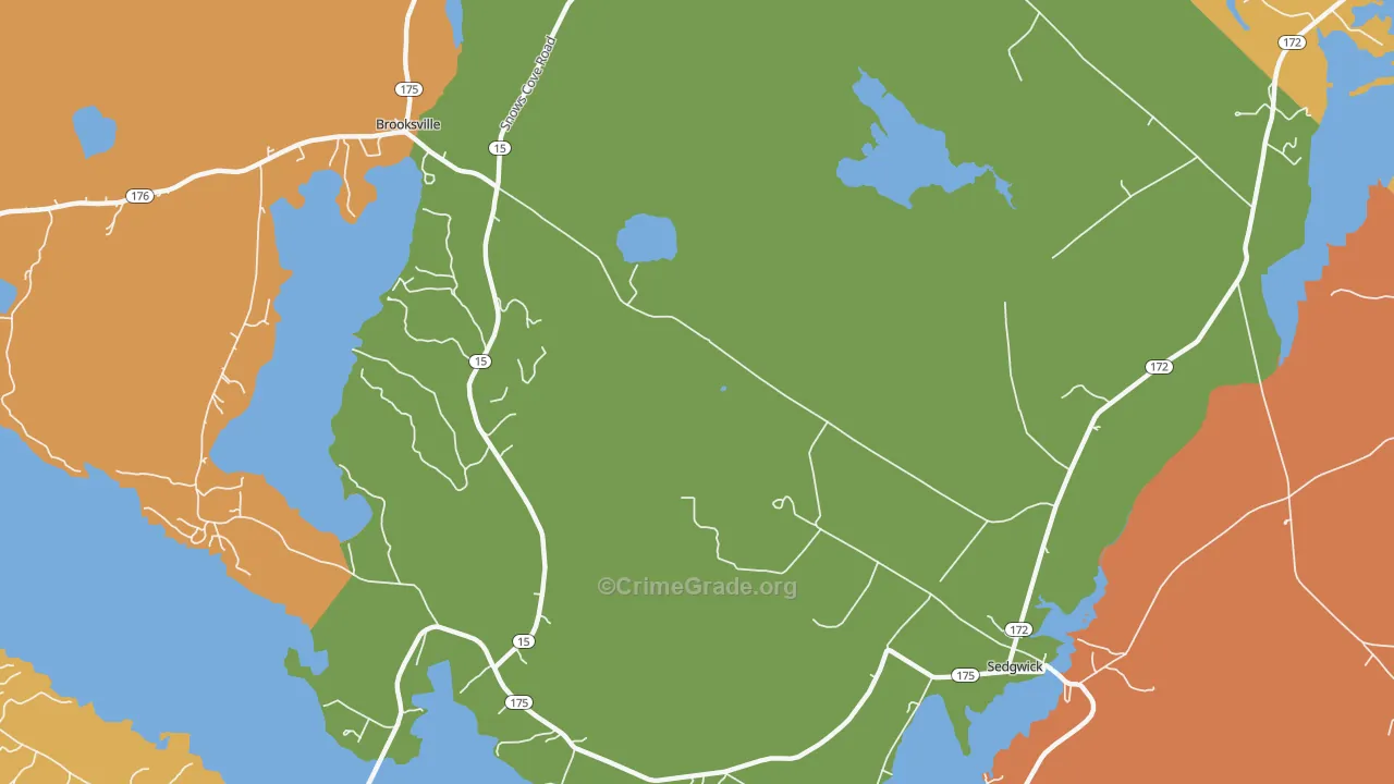 Sargentville, ME Map of Robbery Rates