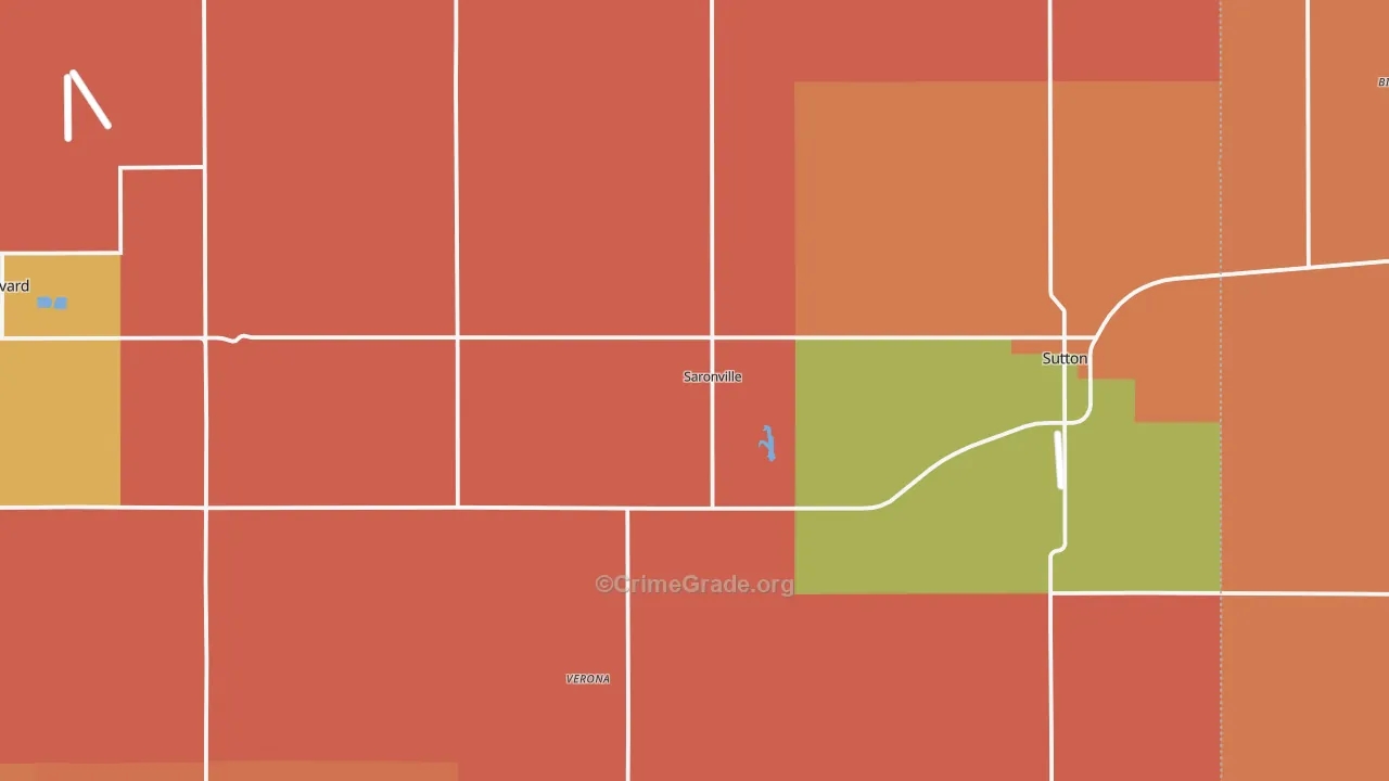 Saronville, NE Map of Robbery Rates