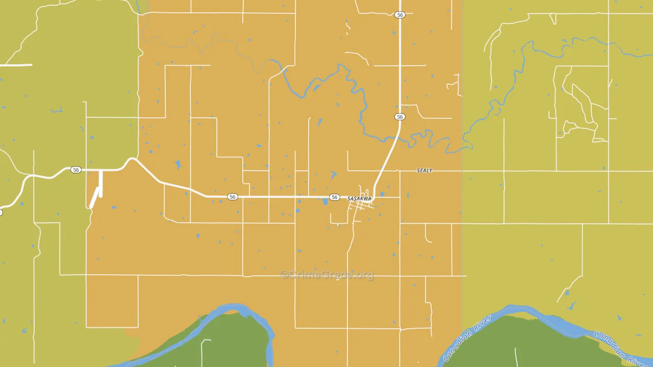 Sasakwa, OK Map of Robbery Rates