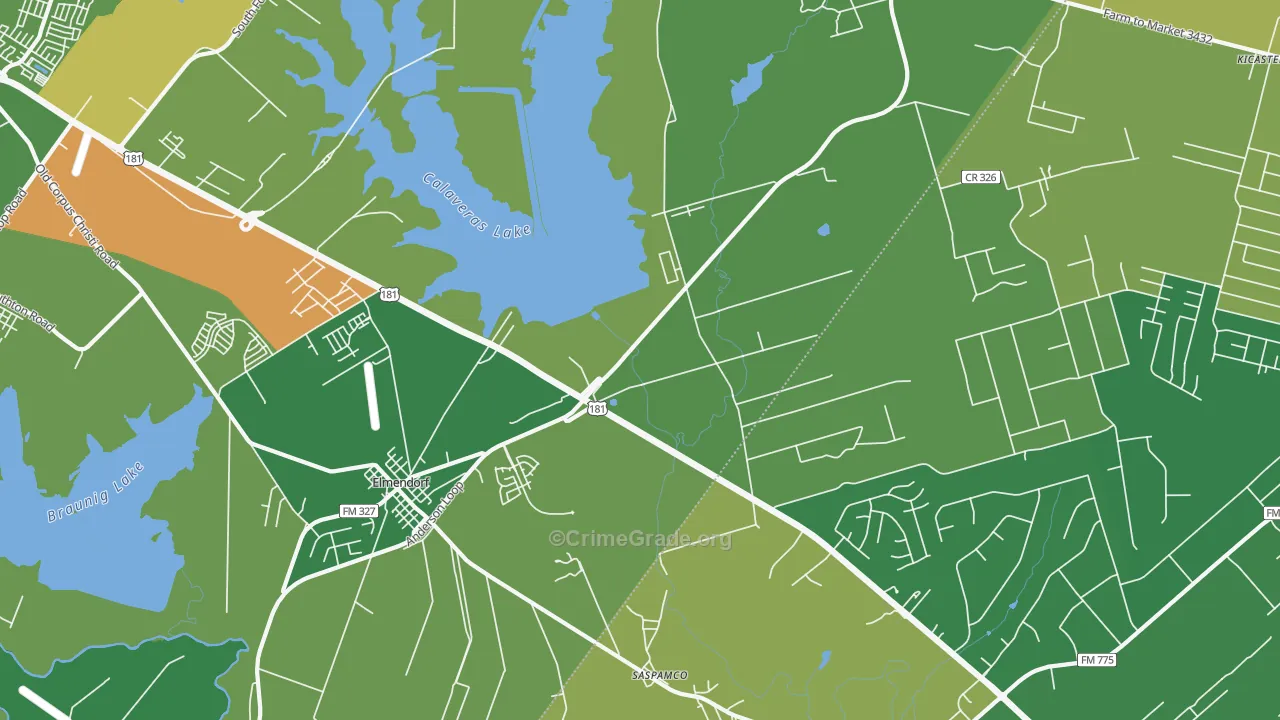 Saspamco, TX Map of Robbery Rates