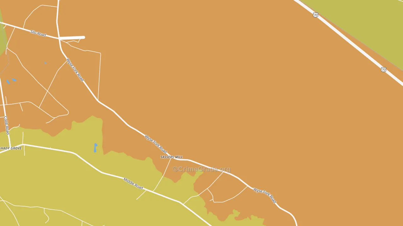 Sassers Mill, NC Map of Robbery Rates