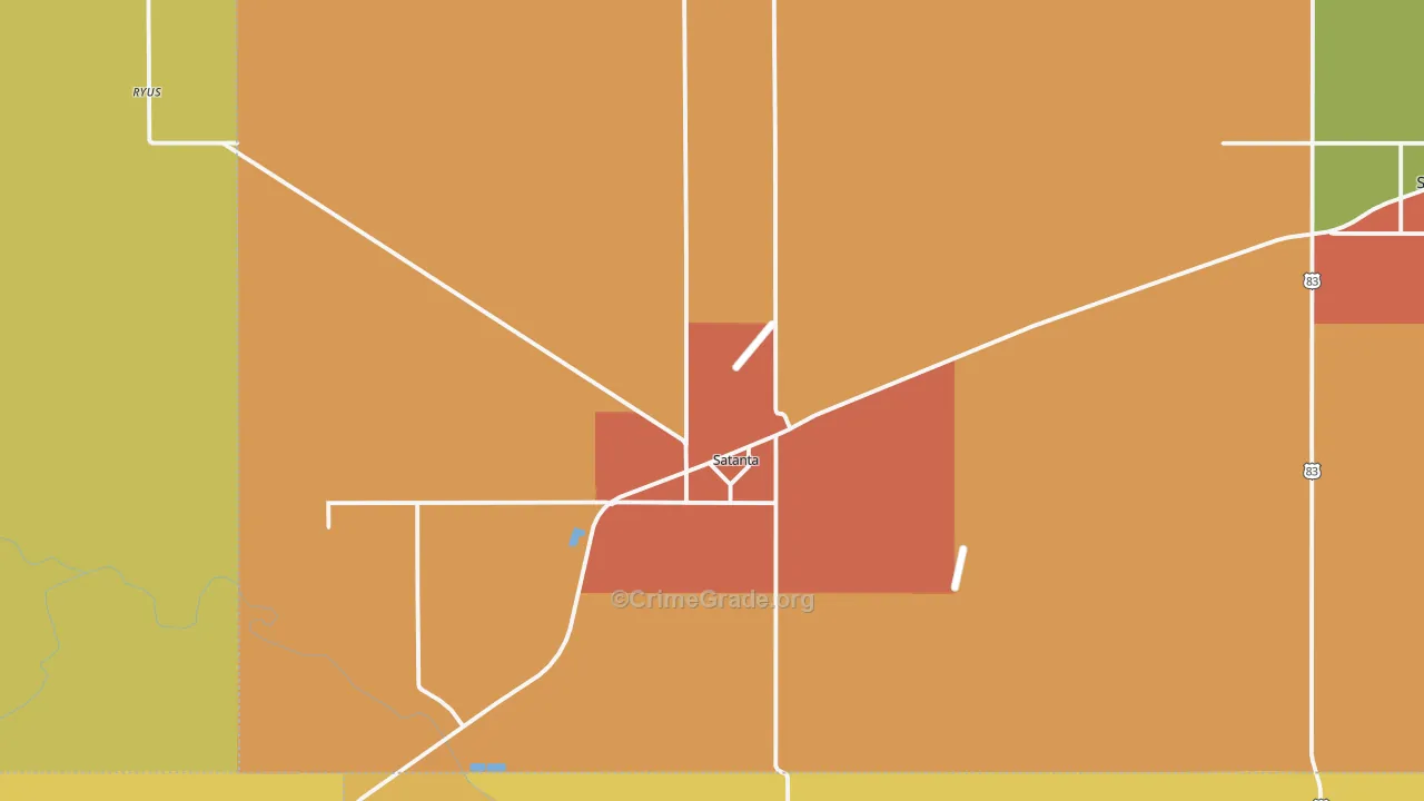 Satanta, KS Map of Robbery Rates