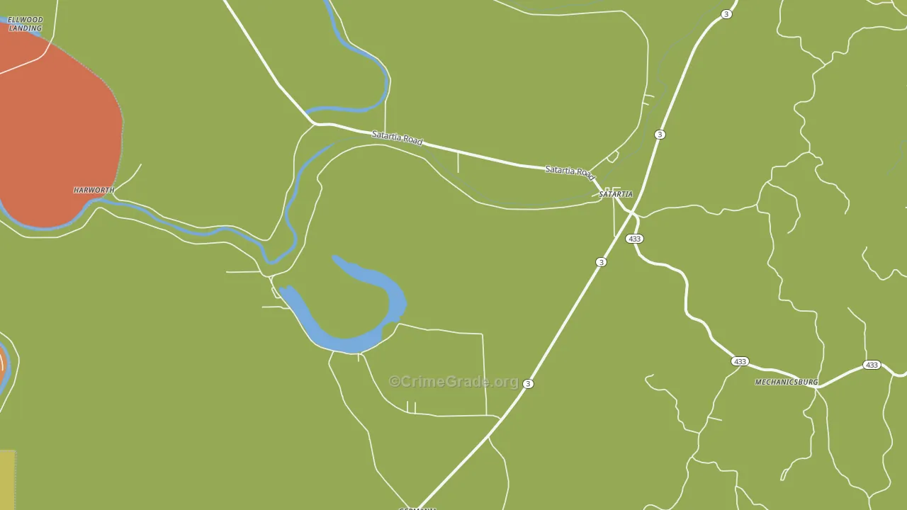 Satartia, MS Map of Robbery Rates