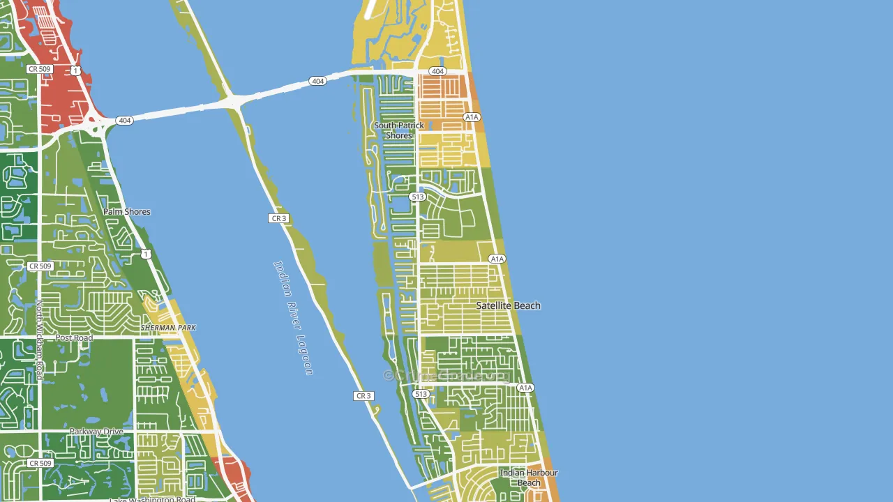 Satellite Beach, FL Map of Robbery Rates
