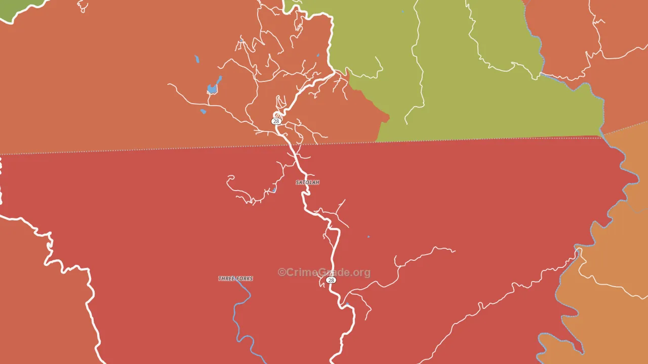 Satolah, GA Map of Robbery Rates