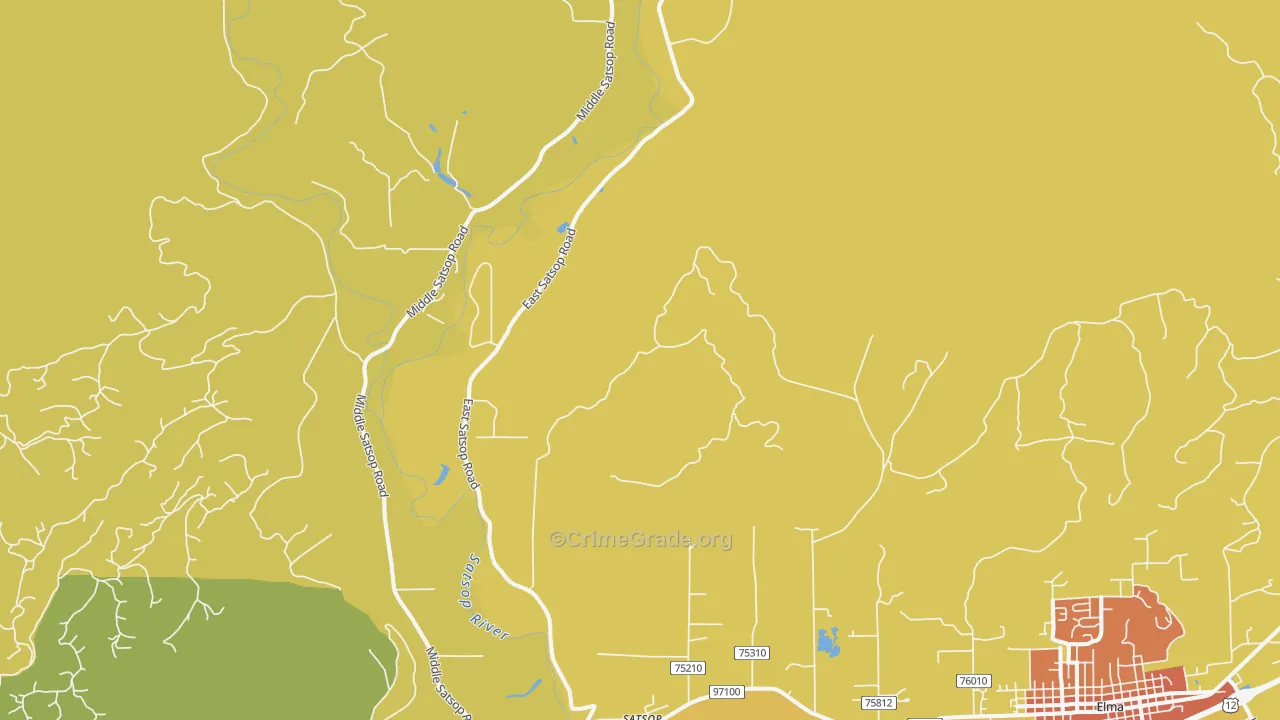 Satsop, WA Map of Robbery Rates