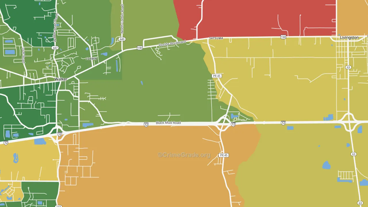 Satsuma, LA Map of Robbery Rates