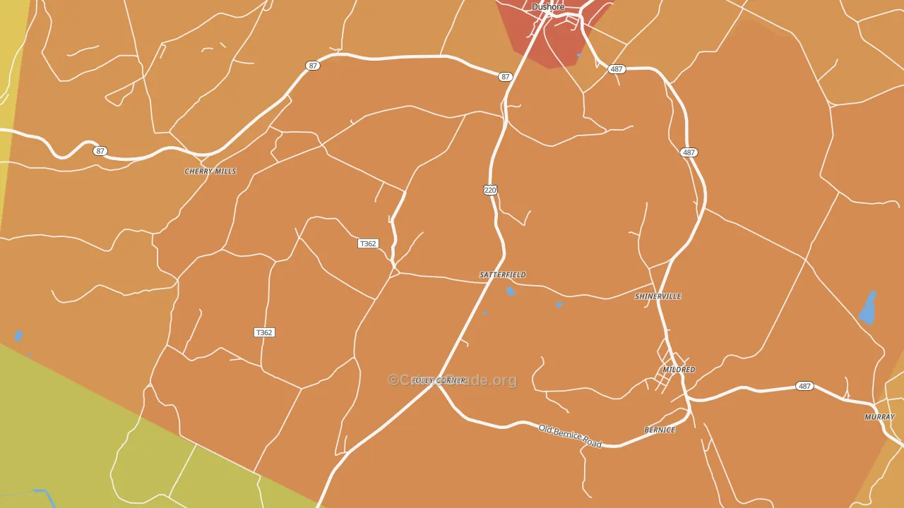 Satterfield, PA Map of Robbery Rates