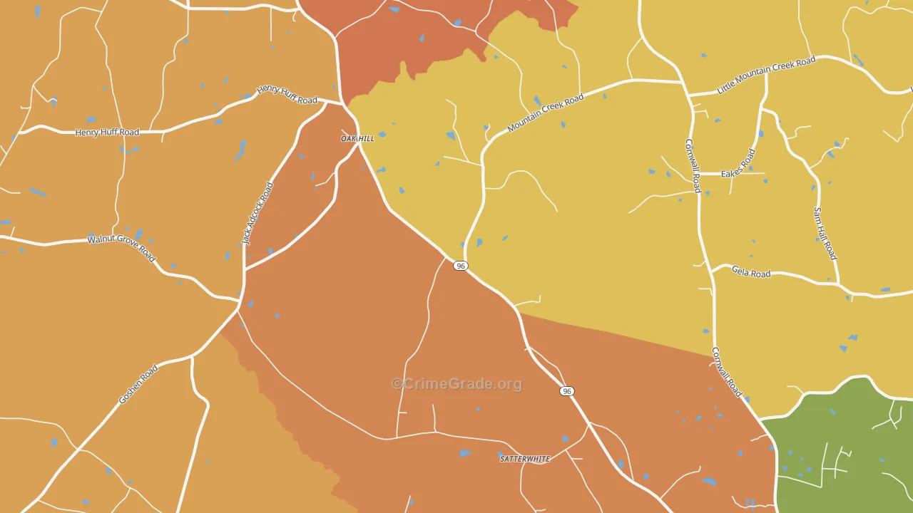 Satterwhite, NC Map of Robbery Rates
