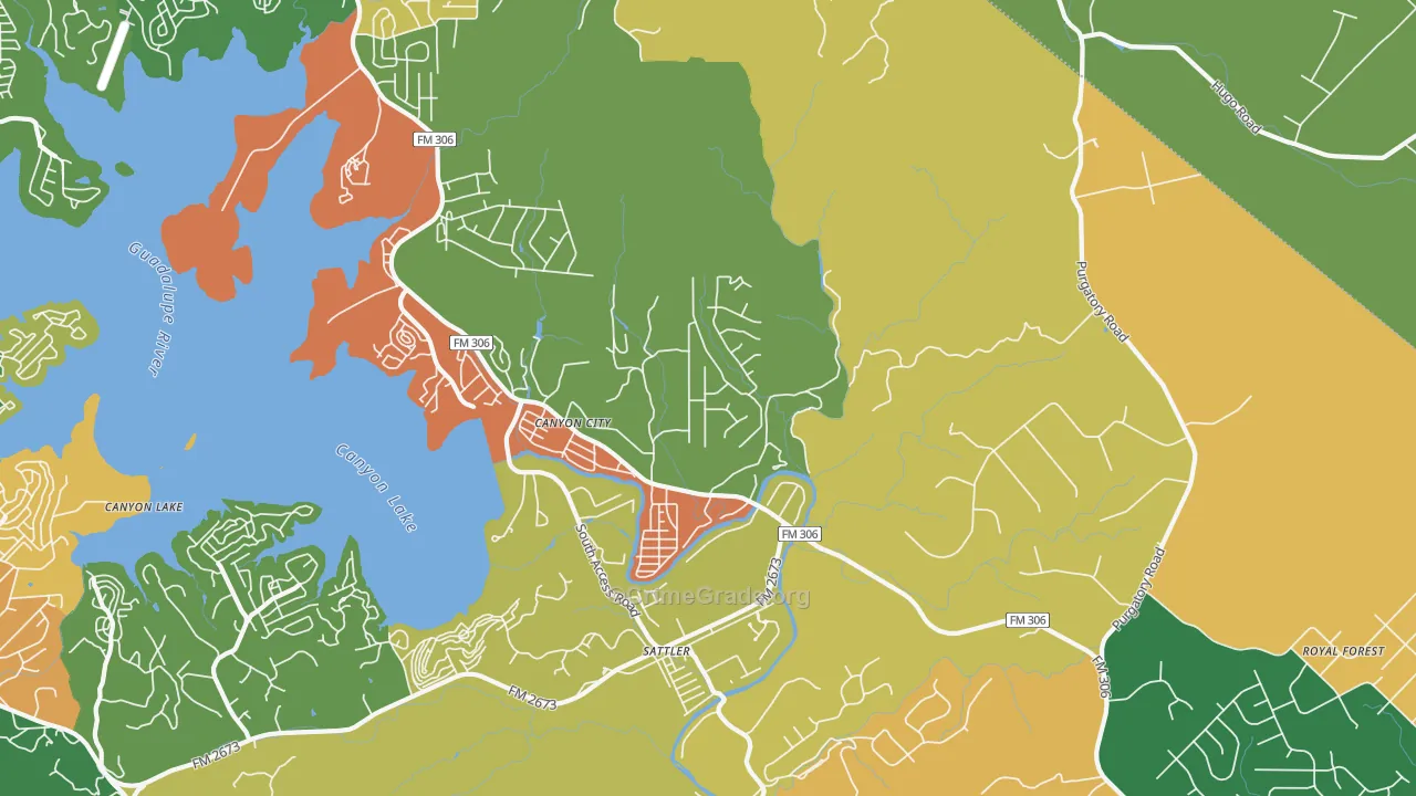Sattler, TX Map of Robbery Rates