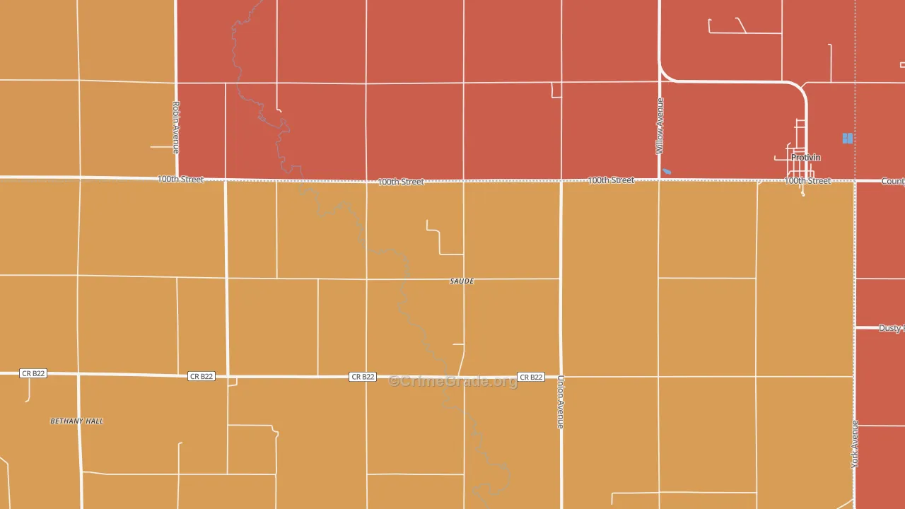 Saude, IA Map of Robbery Rates