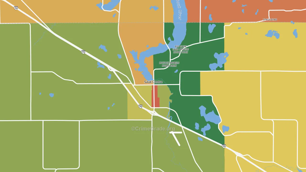 Sauk Centre, MN Map of Robbery Rates