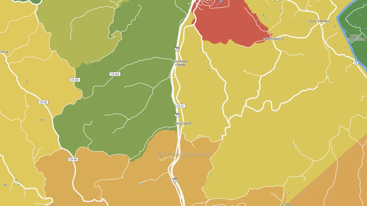 Saulsbury, WV Map of Robbery Rates