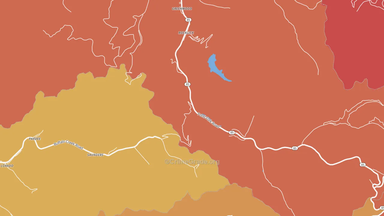 Saunders, WV Map of Robbery Rates