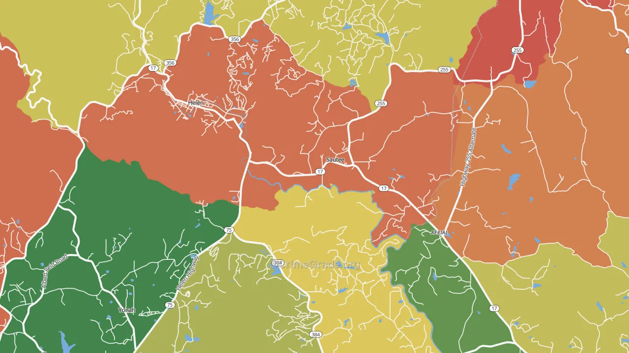 Sautee Nacoochee, GA Map of Robbery Rates