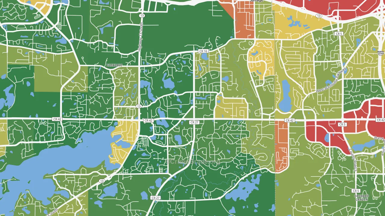 Savage, MN Map of Robbery Rates