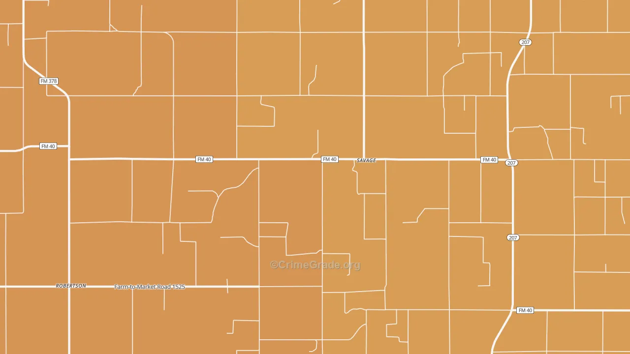 Savage, TX Map of Robbery Rates