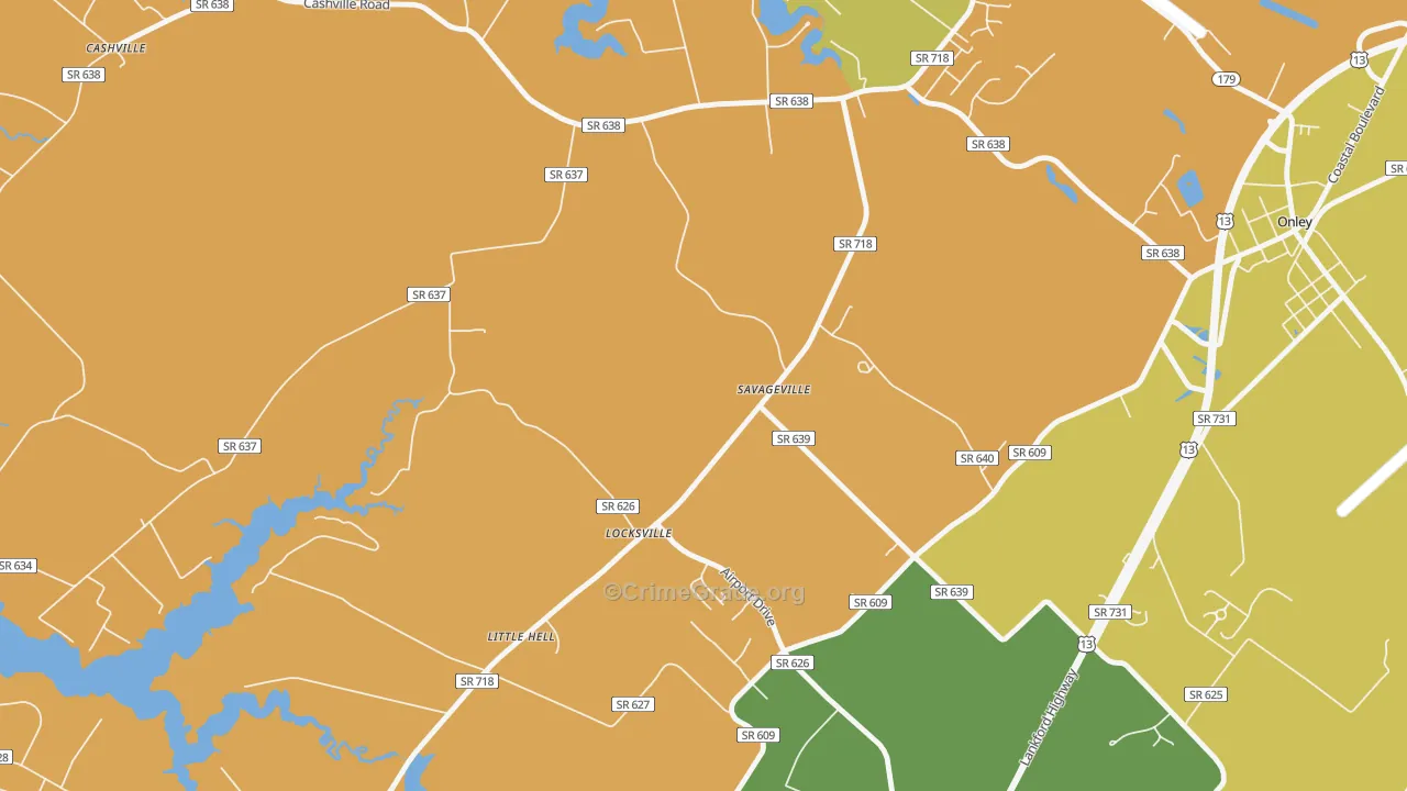 Savageville, VA Map of Robbery Rates