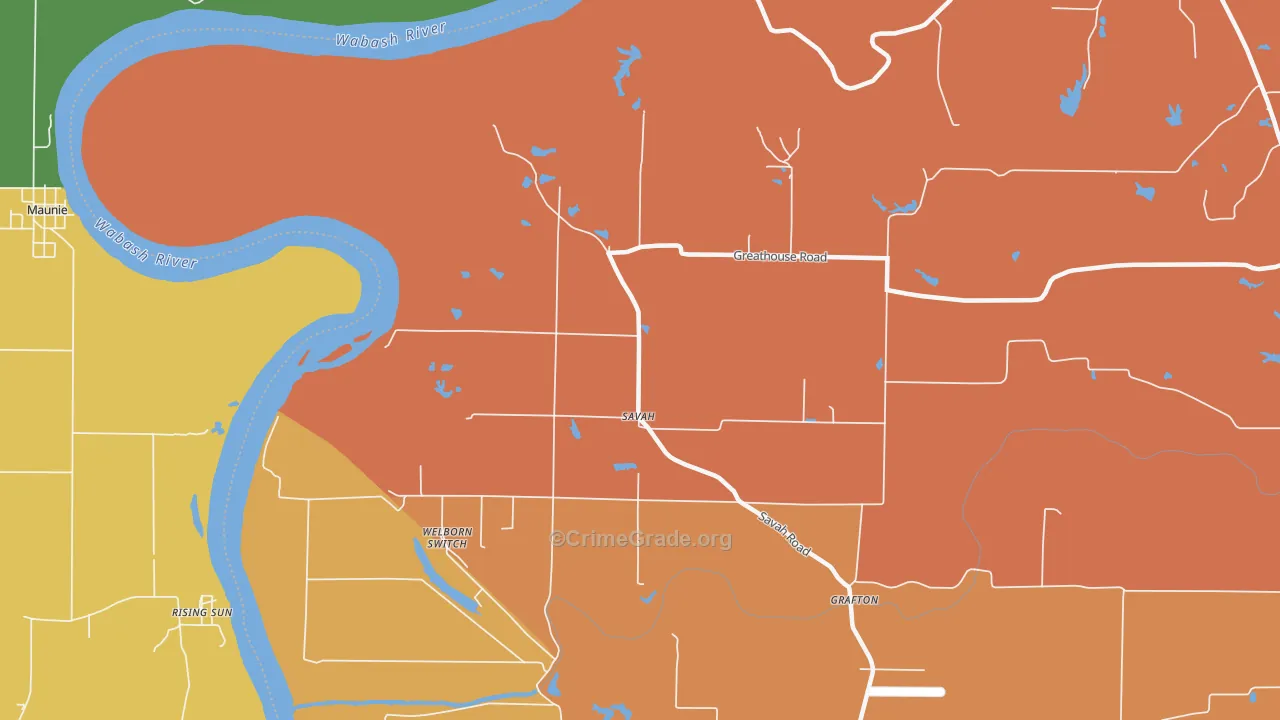 Savah, IN Map of Robbery Rates
