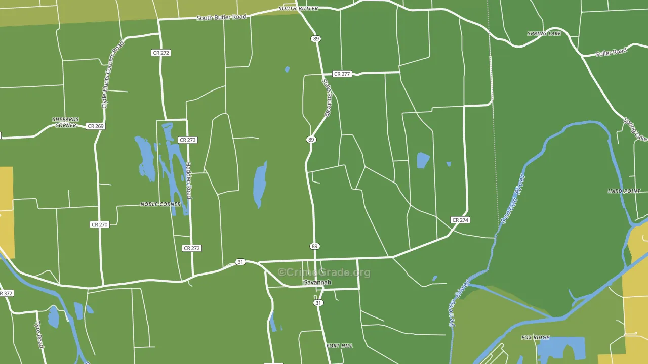 Savannah, NY Map of Robbery Rates
