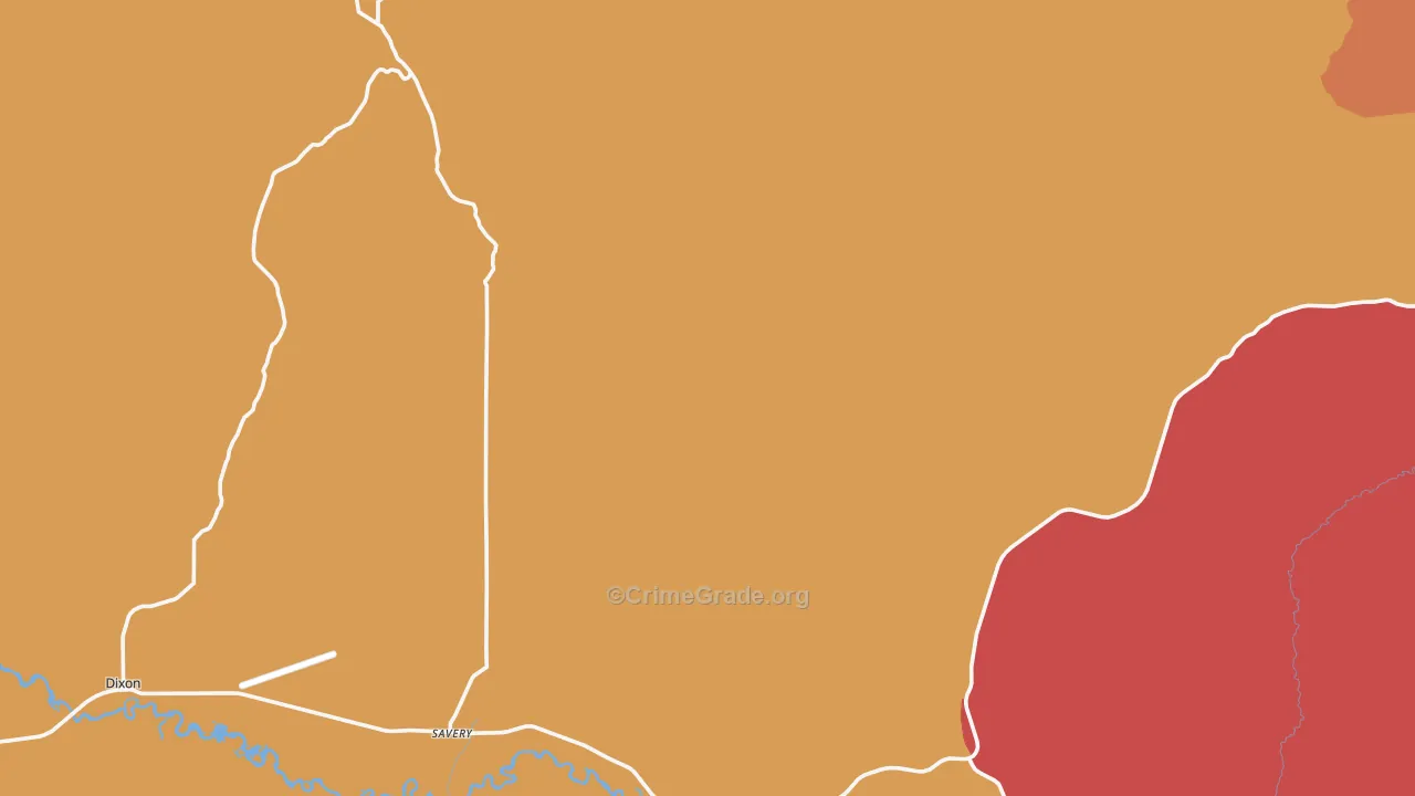 Savery, WY Map of Robbery Rates