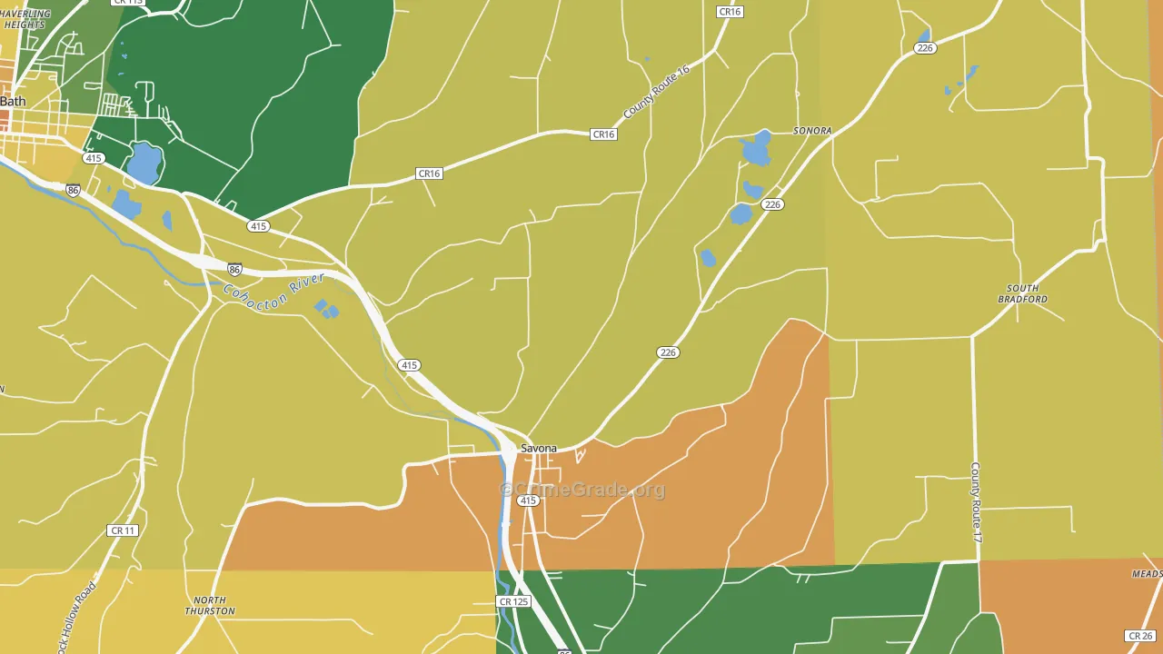 Savona, NY Map of Robbery Rates