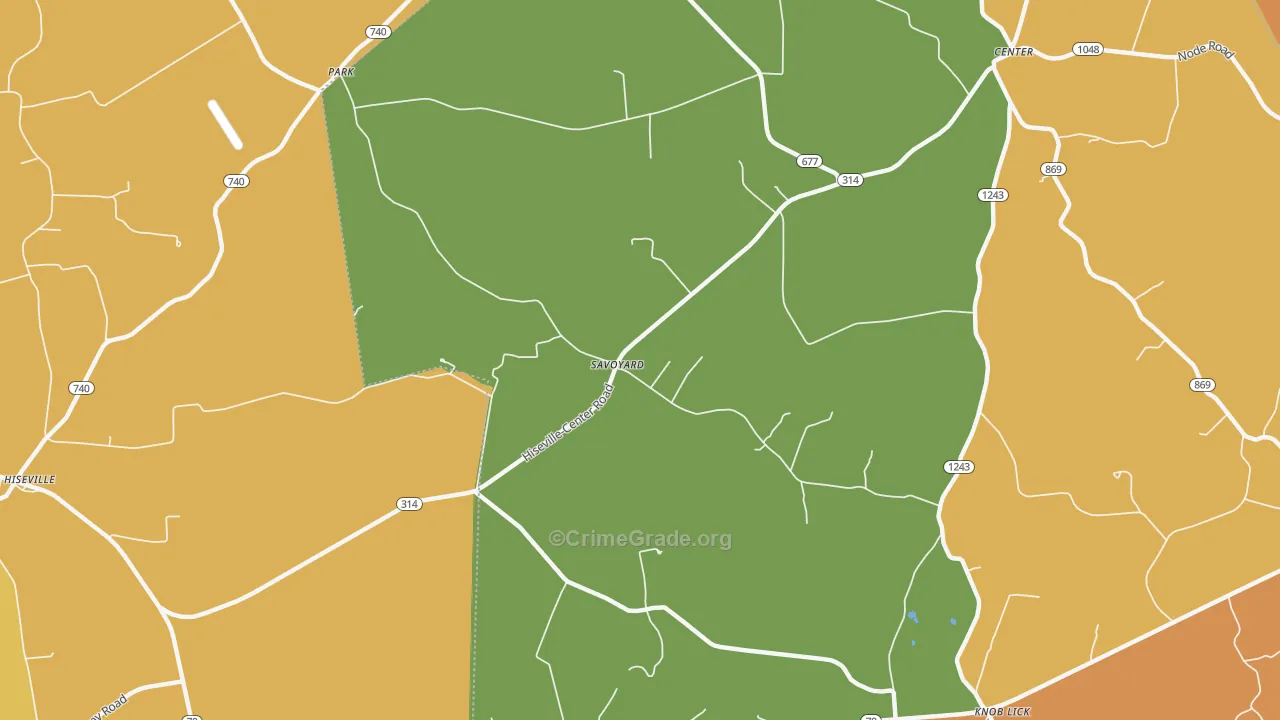 Savoyard, KY Map of Robbery Rates