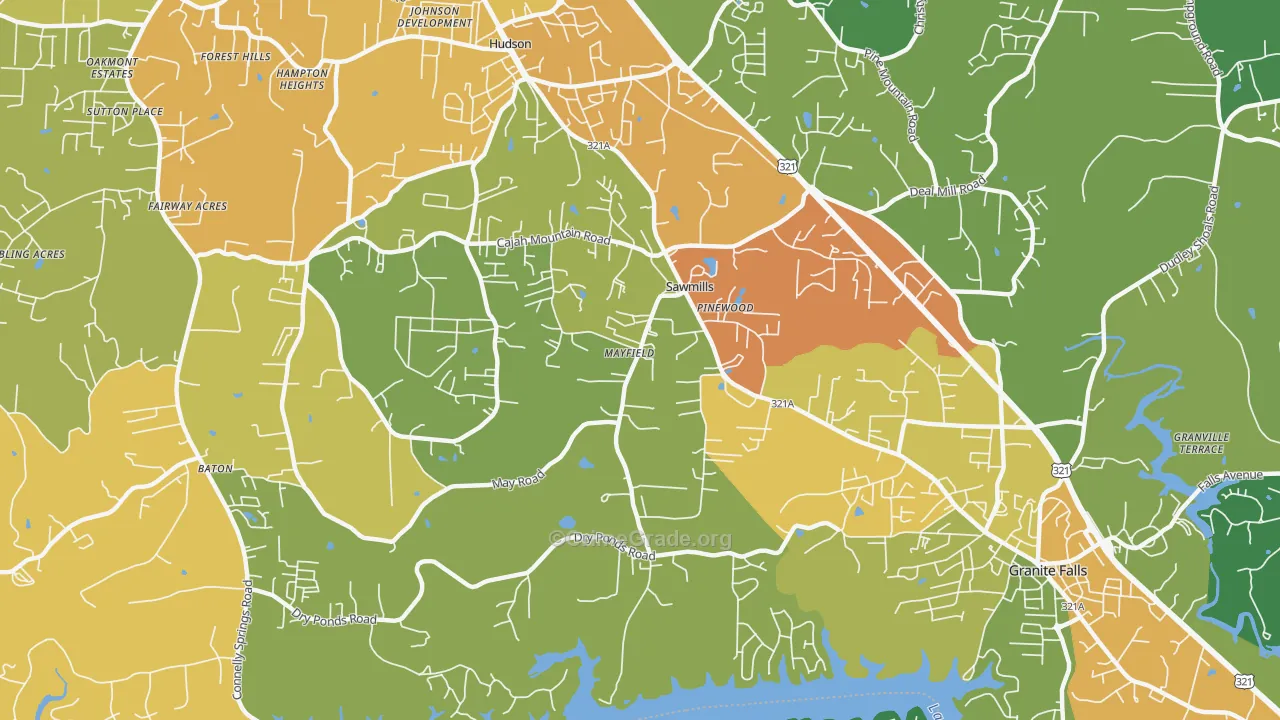 Sawmills, NC Map of Robbery Rates