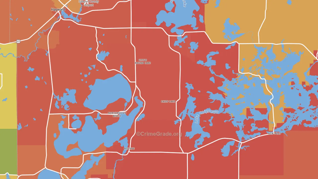 Sawyer County, WI Map of Robbery Rates